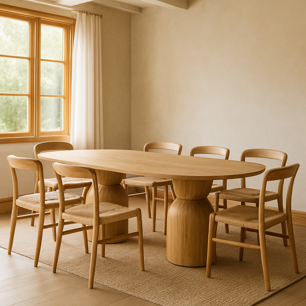Modern Oval Dining Table Hardwood 6 Seater