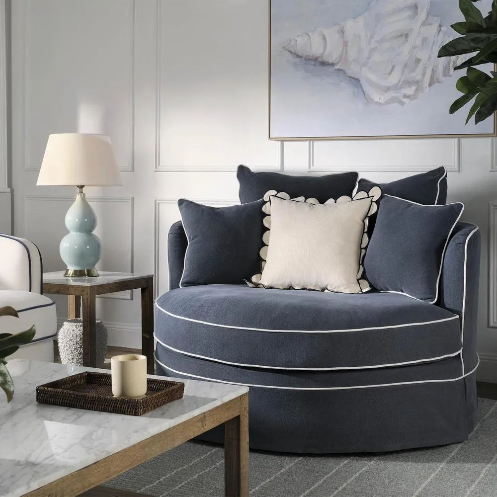 Byron Snuggle Chair in Coastal Indigo