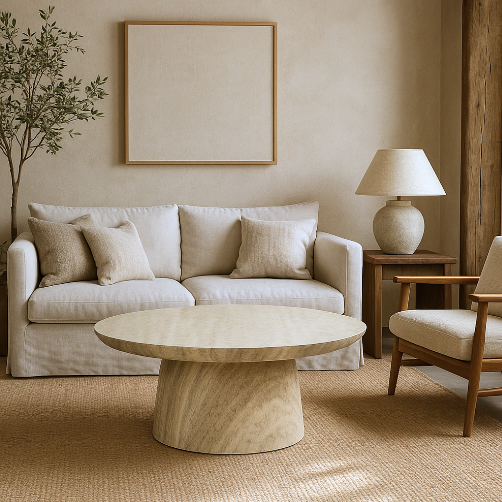 Round Travertine Marble Coffee Table
