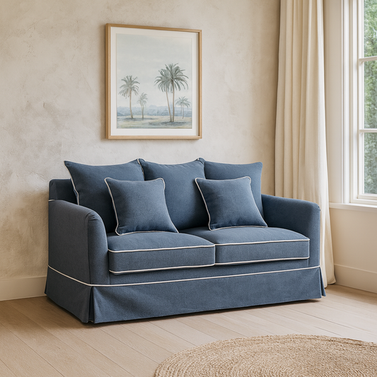 Blue Hamptons Two Seater Sofa