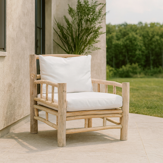 Handmade Rustic Coastal Wooden Armchair