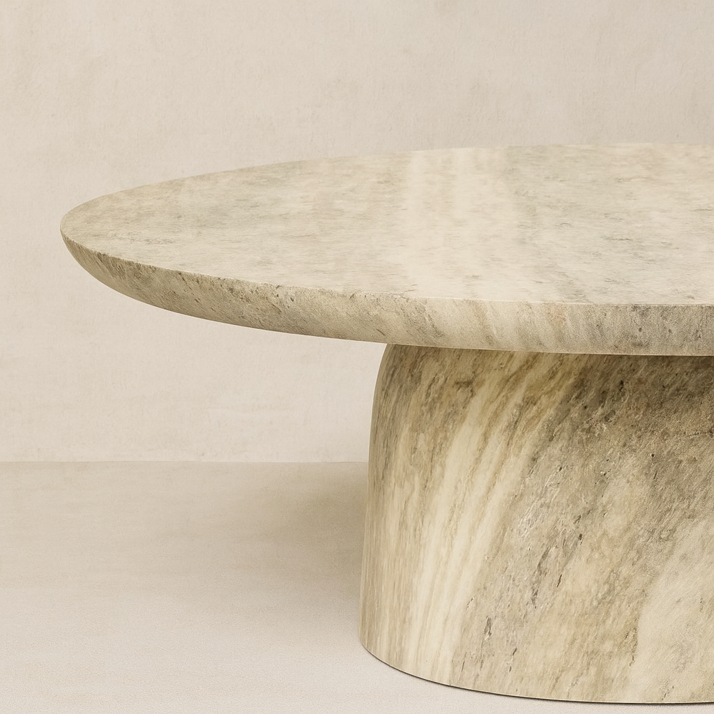 Round Travertine Marble Coffee Table