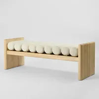 Turin Bench Seat - Ivory & Natural