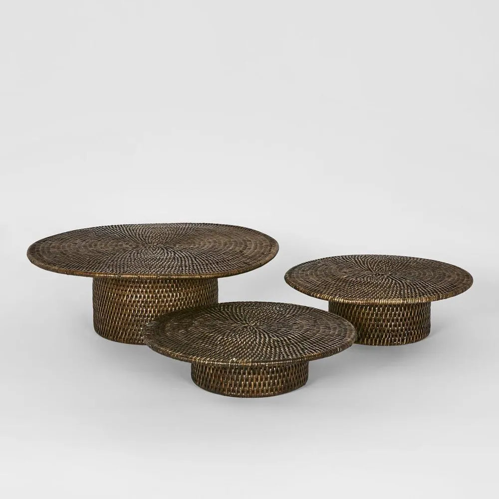 Rattan Stand Set of 3 - Brown