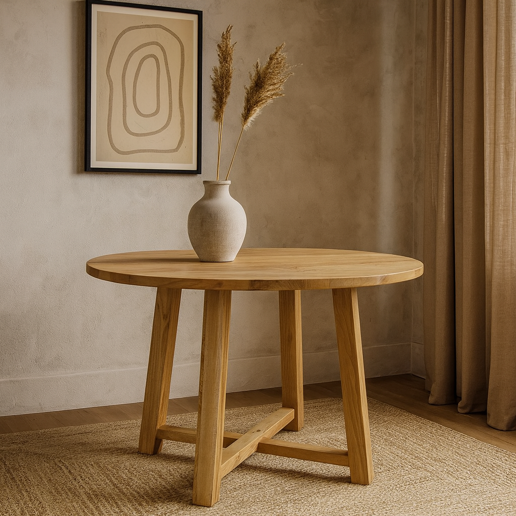 Mid Century Solid Oak Dining Table
