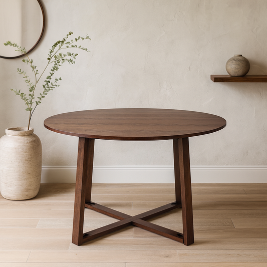 Mid Century Round Table Solid Oak