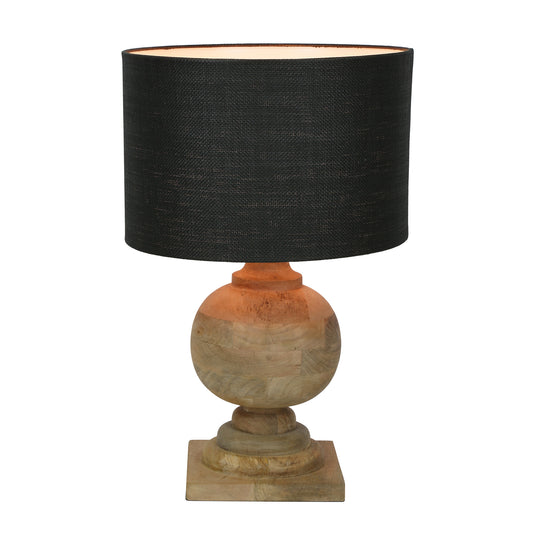 COACH TABLE LAMP NATURAL WITH BLACK SHADE