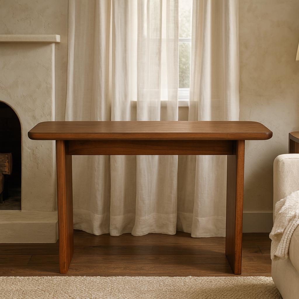 mid century wooden console table