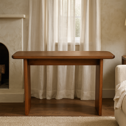 mid century wooden console table