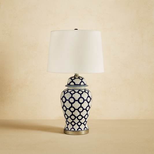 Blue & White Ceramic Table Lamp Small