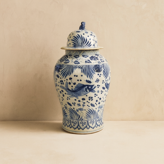Hand Painted China Vase With Fish 