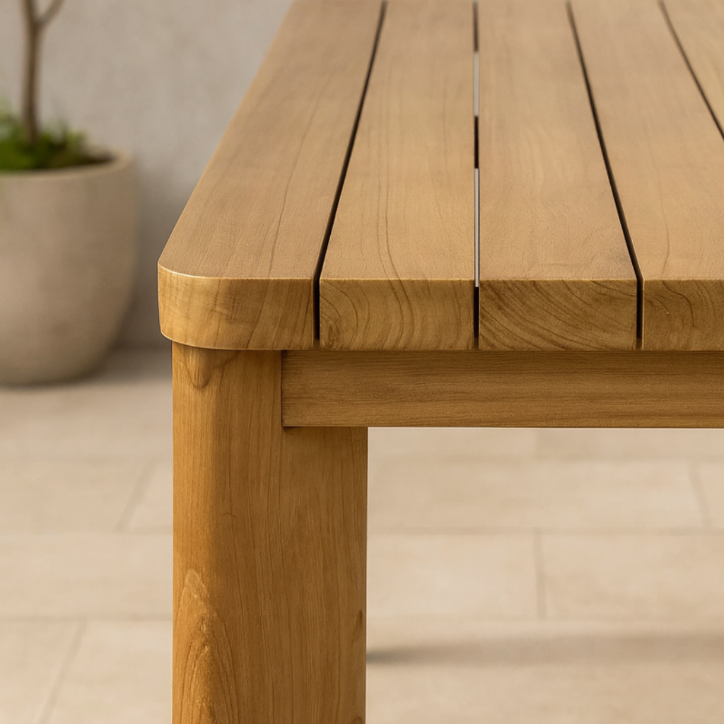 Slatted Teak Wooden Outdoor Dining Table 