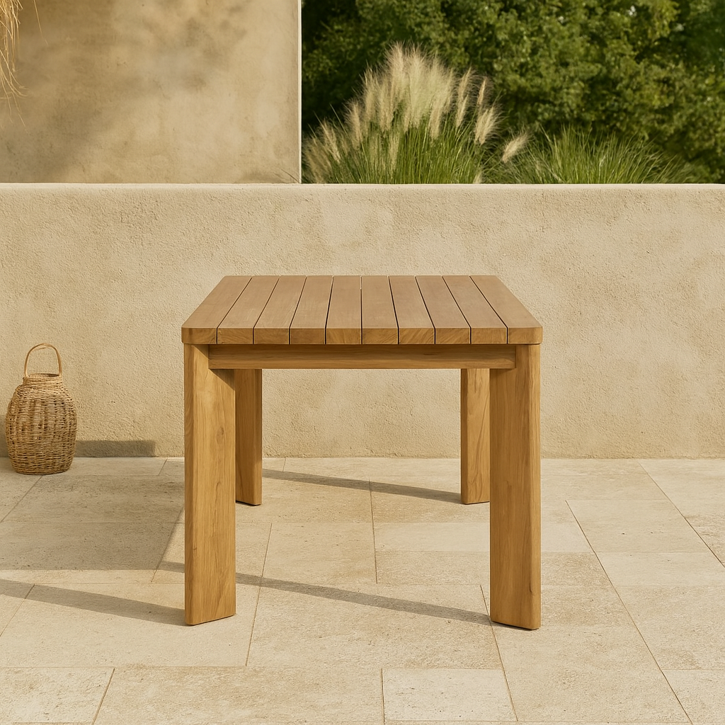 Slatted Teak Wooden Outdoor Dining Table 