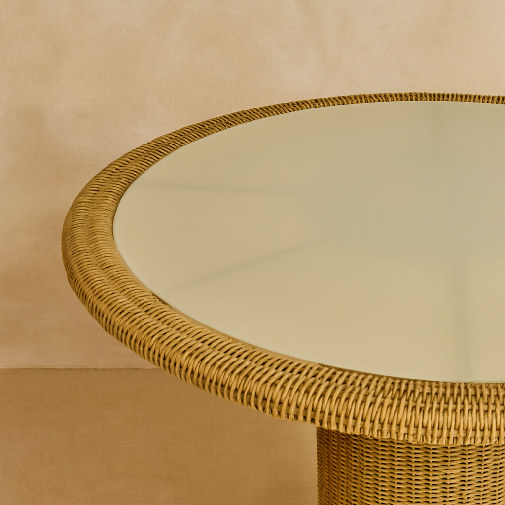  Round Outdoor Table Wicker Glass Top