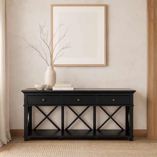 Black Console Side Table Hamptons Coastal Style