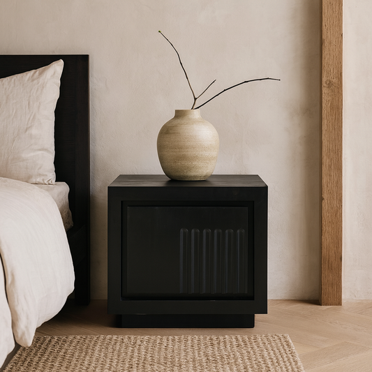  japanese brutalist bedside table black