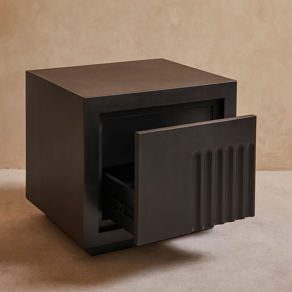  japanese brutalist bedside table black